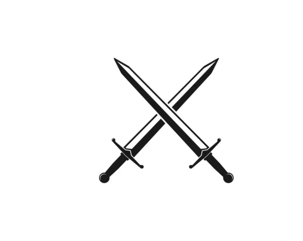 Espada Logotipo Ícone Vetor Ilustração Design Modelo — Vetor de Stock