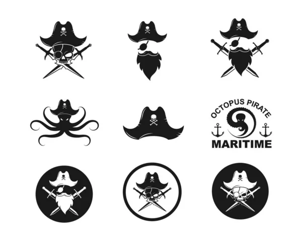 Modelo Diseño Ilustración Icono Vector Pirata — Archivo Imágenes Vectoriales