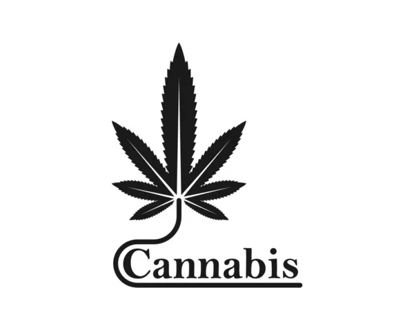 Modello Disegno Illustrazione Icona Vettoriale Foglia Cannabis — Vettoriale Stock