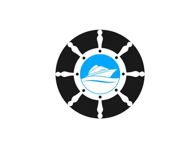 Рульовий Корабель Вектор Логотип Морського Морського Дизайну — стоковий вектор