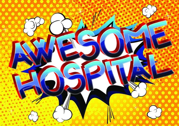 Impresionante Hospital Comic Book Estilo Palabras Dibujos Animados Sobre Fondo — Vector de stock