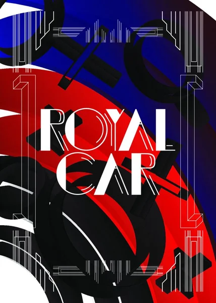 Texto Art Deco Royal Car Cartão Decorativo Sinal Com Letras — Vetor de Stock