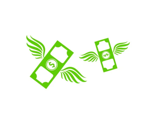 Dinero Alas Logotipo Icono Vector Ilustración Diseño — Vector de stock