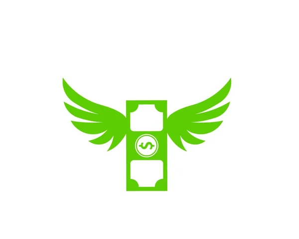 Peníze Křídla Logo Ikona Vektor Ilustrace Design — Stockový vektor