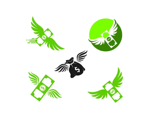 Χρήματα Φτερά Λογότυπο Εικονίδιο Διάνυσμα Εικονογράφηση Σχεδιασμό — Διανυσματικό Αρχείο
