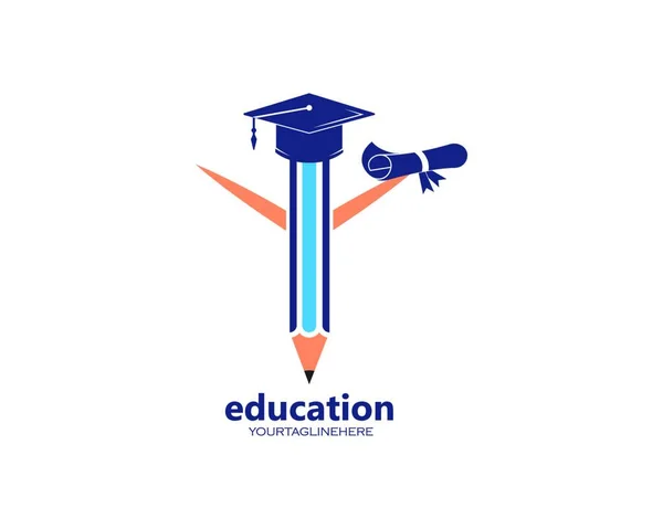 Ilustracja Wektor Ołówek Ikona Logo Projektu Edukacyjnego — Wektor stockowy