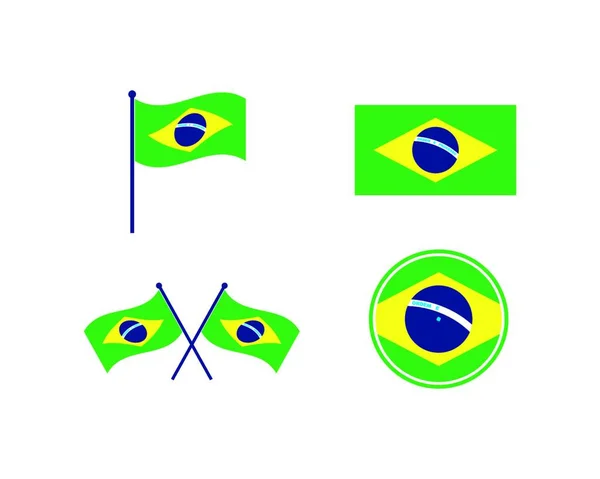 Brasilien Flag Vektor Illustration Ikon Design – Stock-vektor