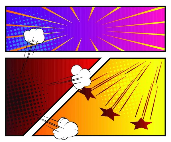 Sfondo Stile Pagina Fumetti Modello Banner Illustrazione Vettoriale Colorata Pop — Vettoriale Stock