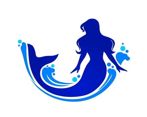 Beautiful Elegant Mermaid Swim Wave — Stock Vector