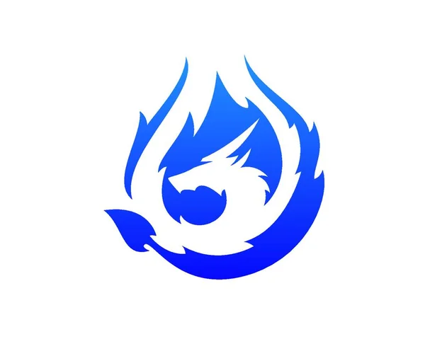 青い炎のドラゴンベクトル — ストックベクタ