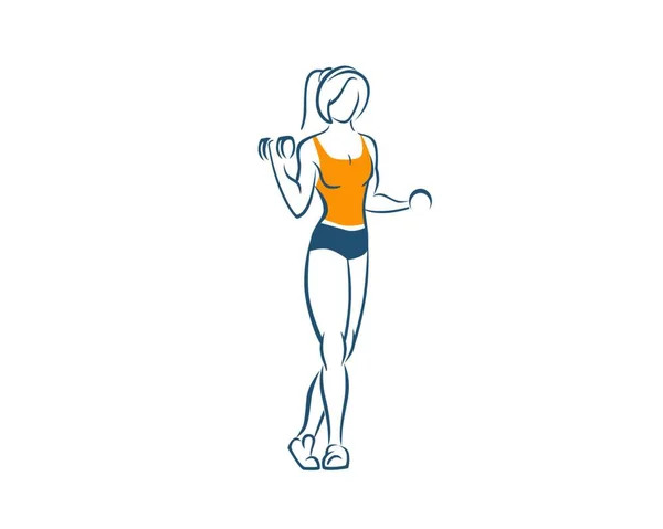 Una Donna Muscolare Fare Esercizio Fitness Silhouette — Vettoriale Stock