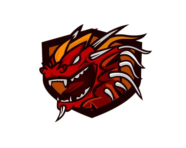 Mascotte Emblema Del Drago Rosso Europeo — Vettoriale Stock