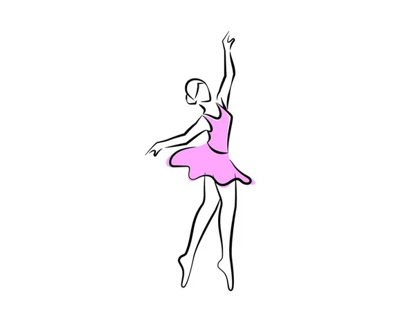 Baletní Tanečnice Nebo Balerína Tančící Silueta — Stockový vektor