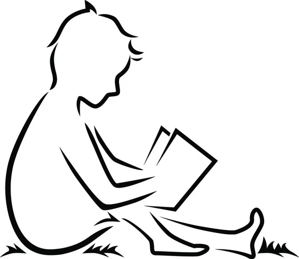 阅读一本书的孩子的幻想 — 图库矢量图片