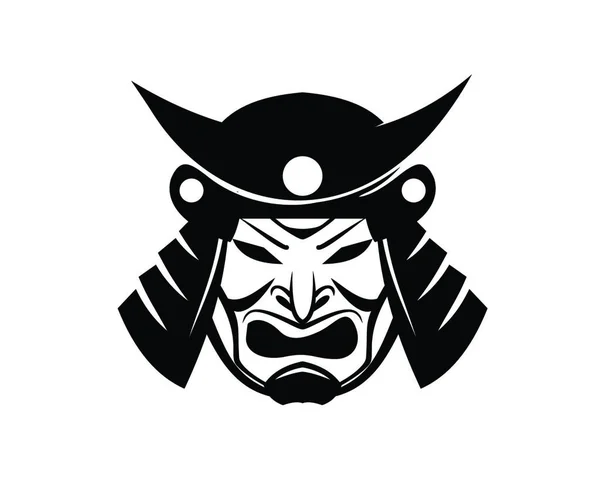 Samurai Warrior Mask Symbol Silhouette Style — Stock Vector