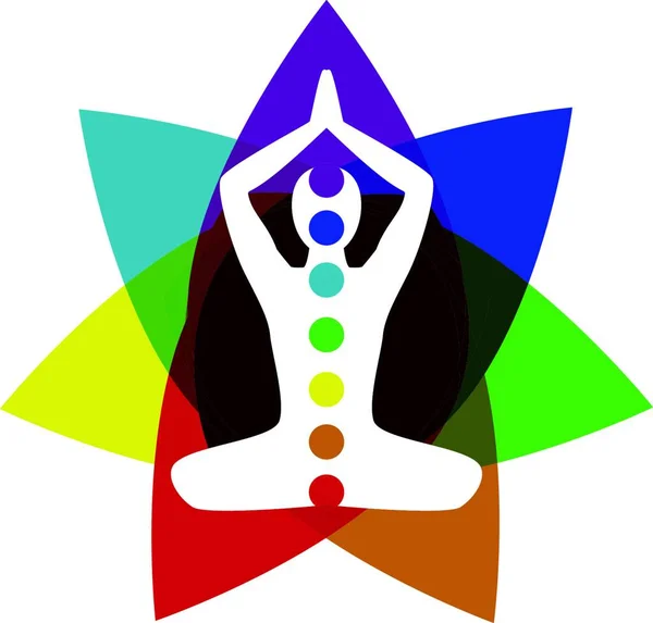 Yoga Posando Con Elementos Chakra — Archivo Imágenes Vectoriales