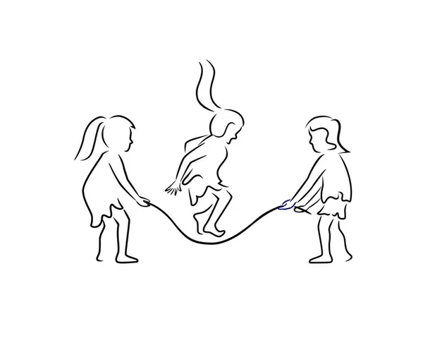 玩跳绳游戏的孩子 — 图库矢量图片