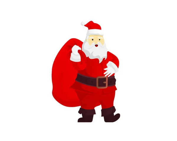 サンタクロースは贈り物とプレゼントの袋を運ぶ — ストックベクタ