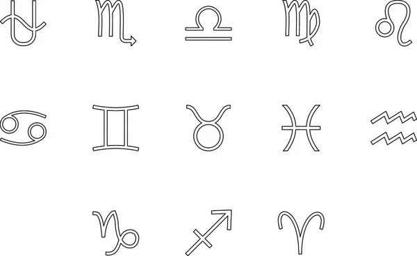 Conjunto Signos Símbolos Del Zodiaco Sobre Fondo Blanco — Archivo Imágenes Vectoriales