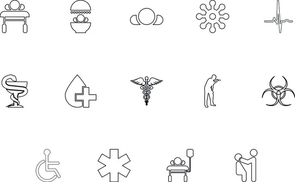 Medical Symbol Treatment Concept Outline Black Color Set Solid Style — Stock Vector