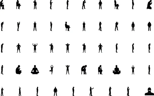 Silueta Concepto Personas Hombre Negro Color Conjunto Sólido Estilo Vector — Archivo Imágenes Vectoriales