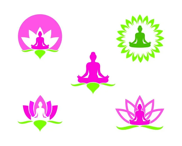 Meditasyon Logosu Vektör Simgesi Tasarımı — Stok Vektör
