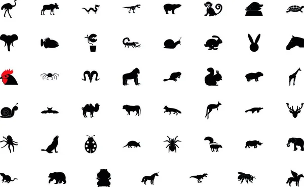 動物のシルエットベクトルイラスト — ストックベクタ