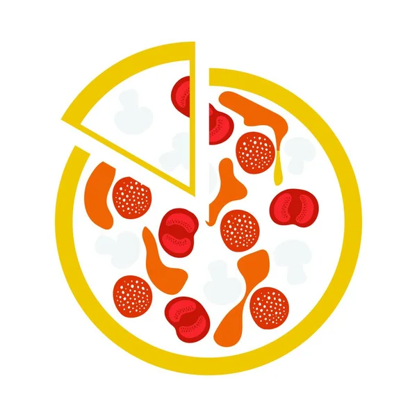 Icono Pizza Plate Diseño Color Plano Ilustración Vectorial — Vector de stock