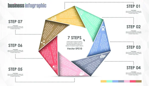 Bilgisi Grafik Şablonu Tasarımları Takım Çalışması Kavramları Yedi Seçenekli Veri — Stok Vektör