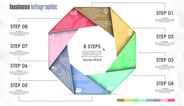 Bilgisi Grafik Şablonu Tasarımları Takım Çalışması Kavramları Sekiz Seçenekli Veri — Stok Vektör