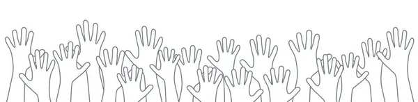 多くの人が協力や多様性の友情を象徴する手を伸ばし — ストックベクタ