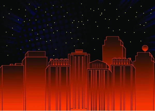 漫画本 高層ビルの街のグラフィック小説スタイル漫画の夜 — ストックベクタ
