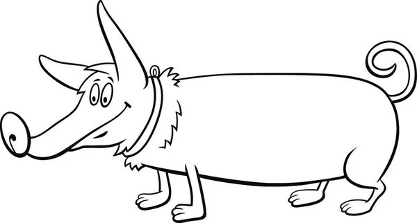 Schwarz Weiße Zeichentrick Illustration Des Lustigen Hundes Halsband Comic Animal — Stockvektor
