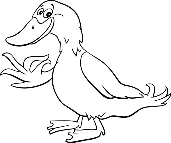 アヒルの農場の黒と白の漫画のイラスト鳥の動物のキャラクターぬりえブックページ — ストックベクタ