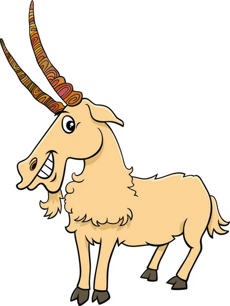 滑稽山羊农场动物或摩羯座漫画人物的卡通画 — 图库矢量图片
