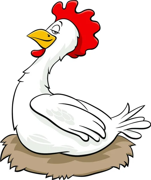 Γελοιογραφία Εικονογράφηση Του Hen Θηλυκό Κοτόπουλο Αγρόκτημα Bird Χαρακτήρα Των — Διανυσματικό Αρχείο