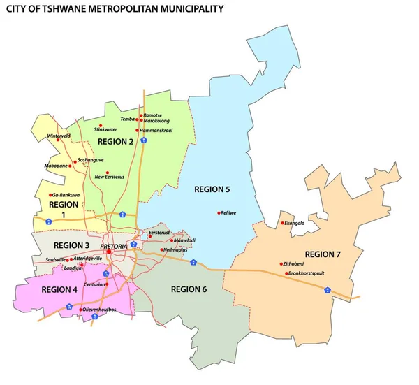 Administrativ Vektorkarta Över Staden Tshwane Metropolitan Municipality Gauteng Sydafrika — Stock vektor