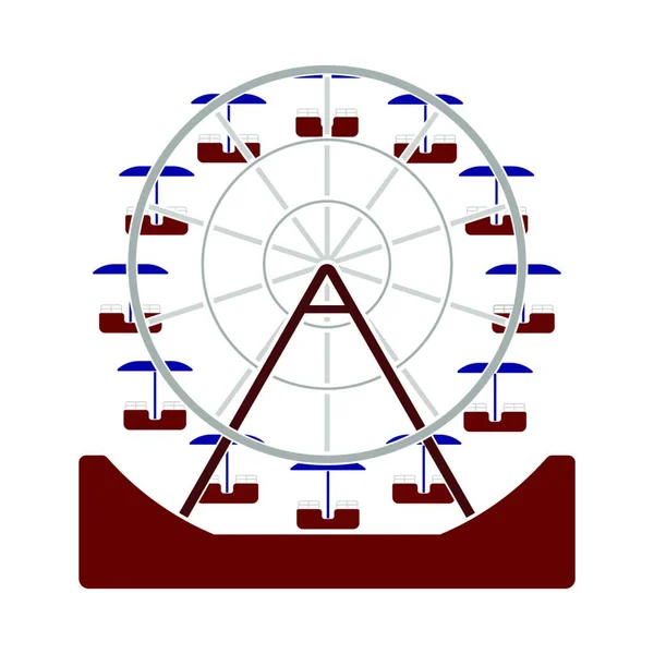 Riesenrad Ikone Flache Farbgestaltung Vektorillustration — Stockvektor