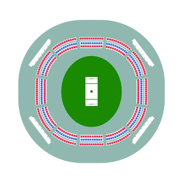 Cricket Stadion Icoon Vlakke Kleur Ontwerp Vector Illustratie — Stockvector