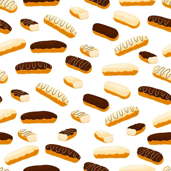 Icono Vectorial Ilustración Logo Para Pastel Eclair Francés Con Crema — Vector de stock