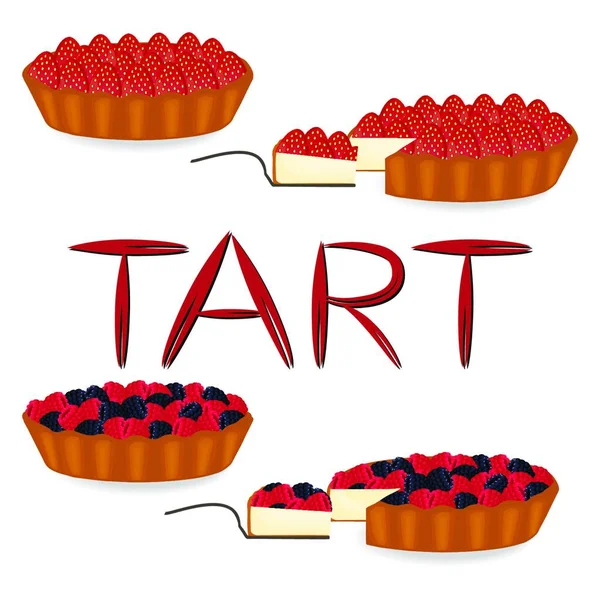 Vector Pictogram Illustratie Logo Voor Hele Berry Taart Taart Segment — Stockvector