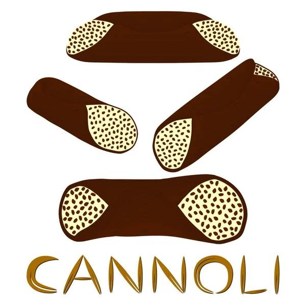 Vectorillustratie Voor Verschillende Zoete Wafels Siciliaanse Dessert Cannoli Knapperige Wafel — Stockvector