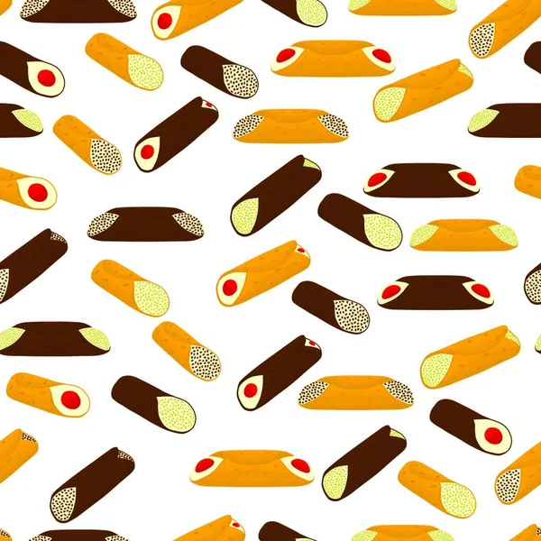 Vectorillustratie Voor Verschillende Zoete Wafels Siciliaanse Dessert Cannoli Knapperige Wafel — Stockvector