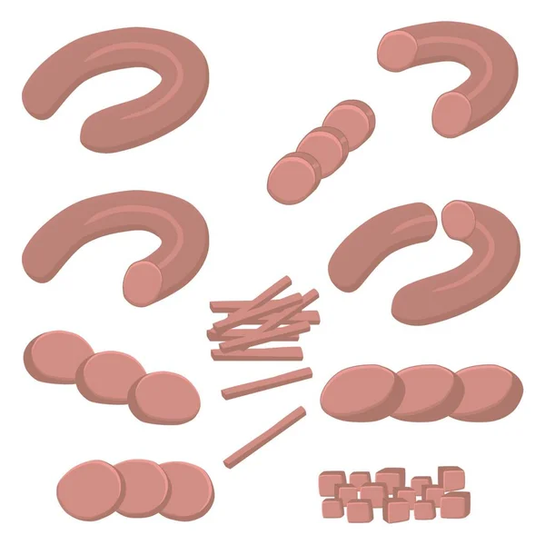 Vektor Symbol Abbildung Logo Für Satz Wurst Salami Scheiben Schweinefleisch — Stockvektor