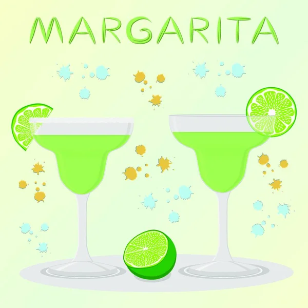 Vektor Ikont Ábrán Logó Alkohol Koktélok Margarita Citrus Mész Margarita — Stock Vector