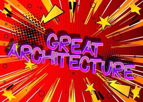 Great Architecture Comic Styl Kreslené Slova Abstraktní Komiksy Pozadí — Stockový vektor
