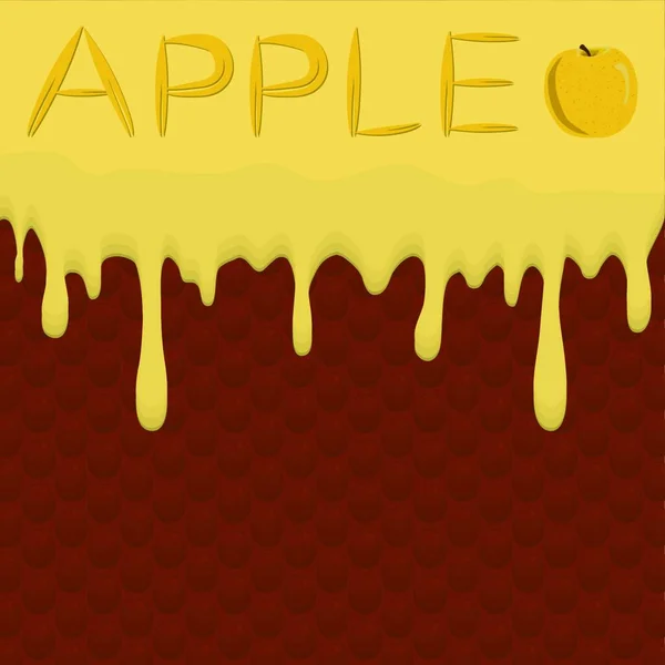 Illustration Zum Thema Fallende Äpfel Tropfen Auf Zuckerhaltige Waffelkekse Apfelmuster — Stockvektor