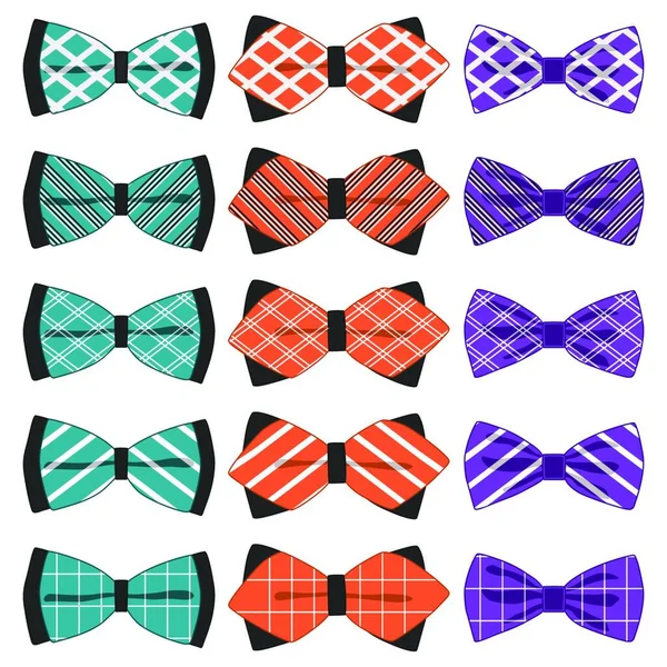 Illustration Theme Big Colored Set Ribbon Different Types Bow Tie — Stock Vector