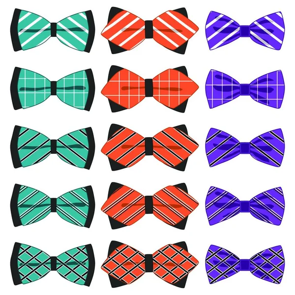 Illustration Theme Big Colored Set Ribbon Different Types Bow Tie — Stock Vector