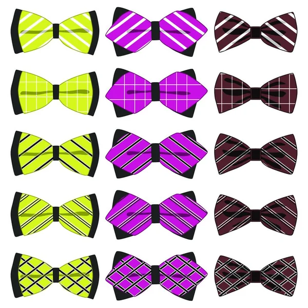 Illustration Theme Big Colored Set Ribbon Different Types Bow Tie — Stock Vector